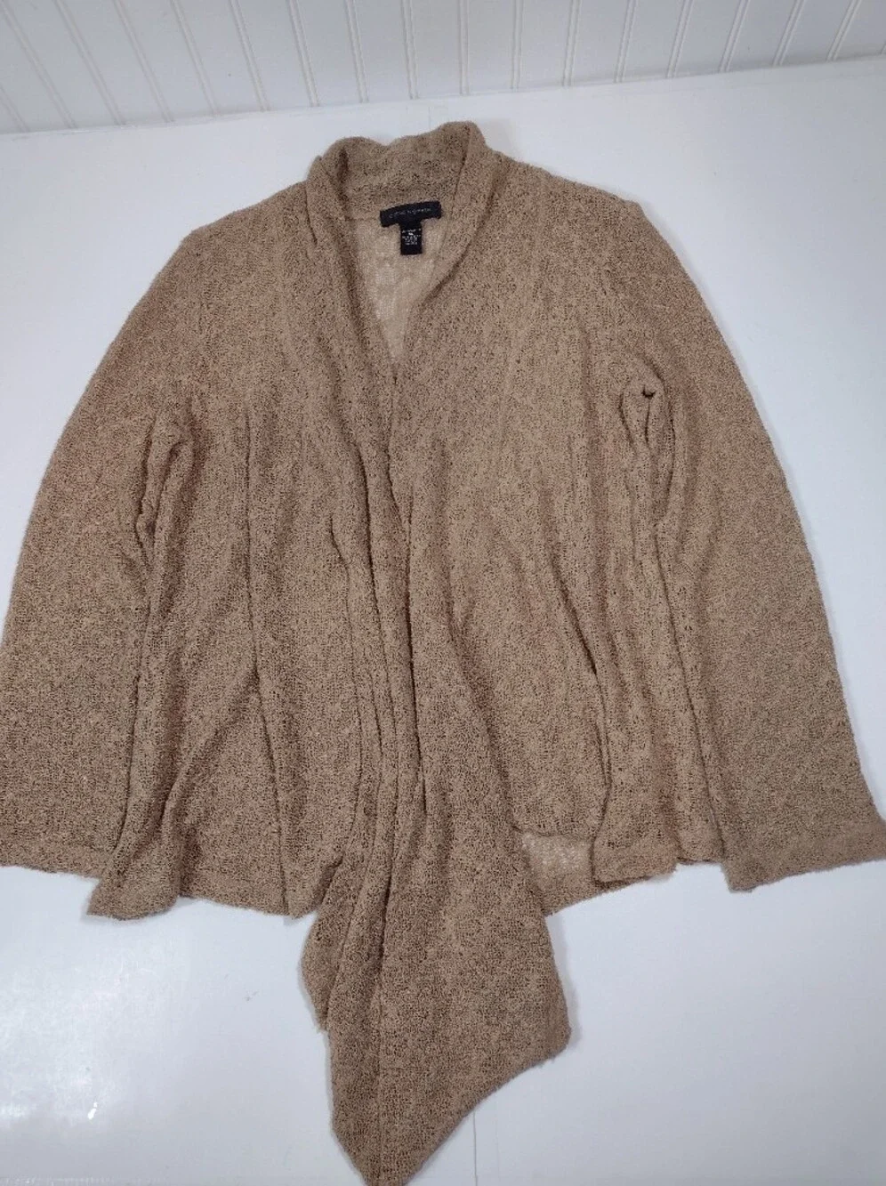Cable & Gauge Women's Open-Front Beige Women's Sweater Cardigan Open Front Size